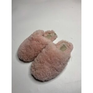 Ugg Pink Sheepskin Women 6.5 EU 37 Fluff Clog BOW F27119C Fuzzy Slippers Barbie